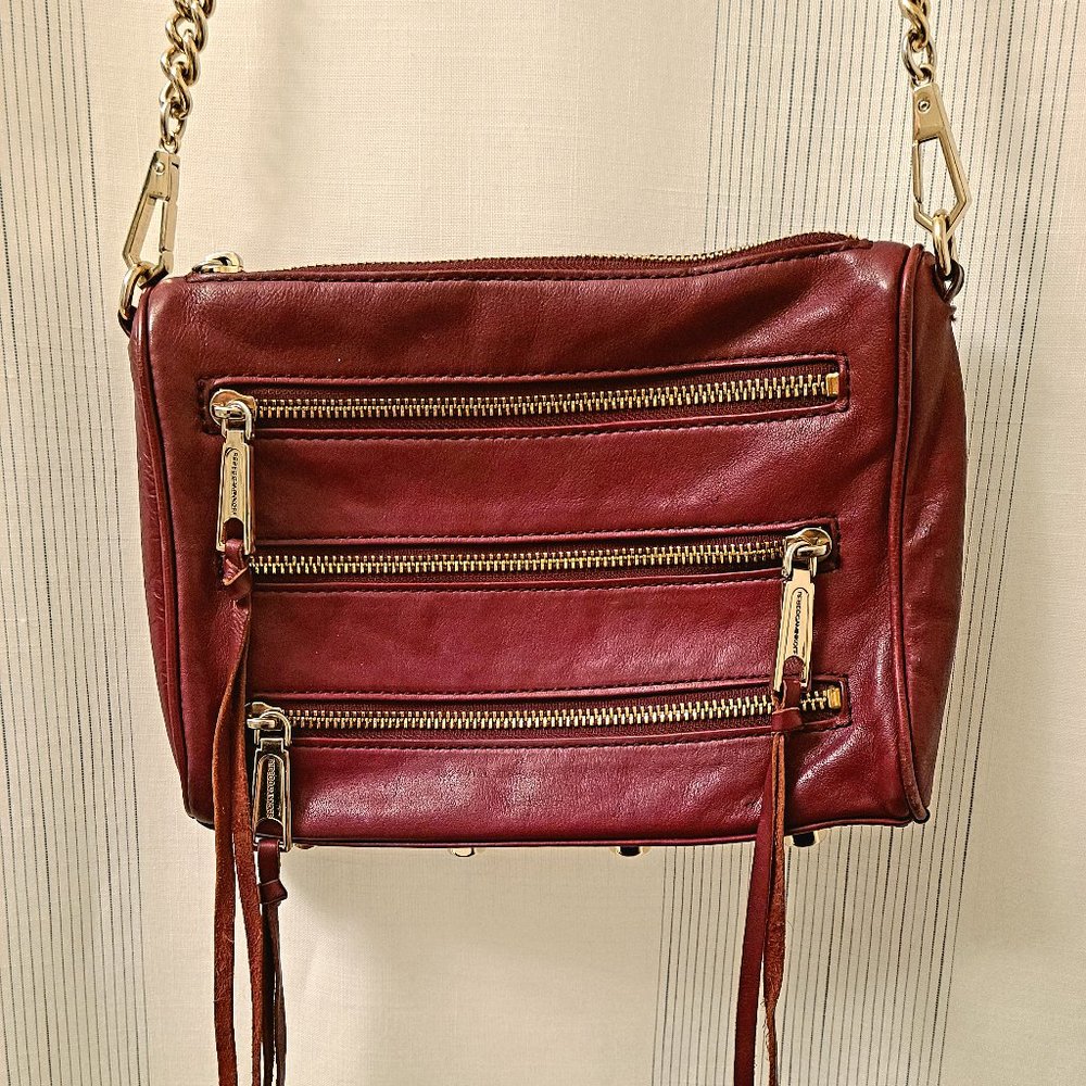 Rebecca Minkoff Burgundy Crossbody Bag with Chain Strap